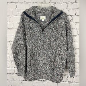 Offline by Aerie Women Sweater L Gray Multicolor 1/4 Zip Mock Neck